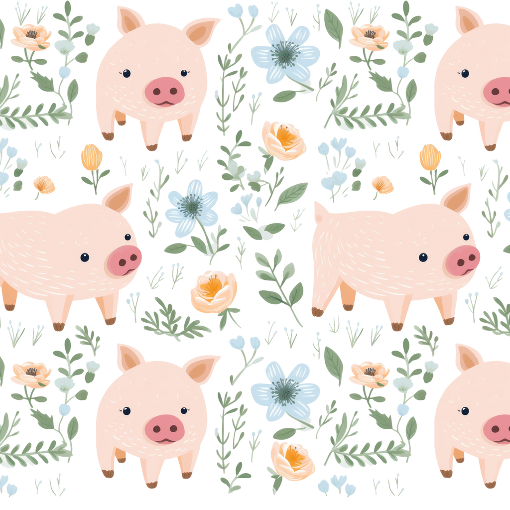 Piggies and Posies Glass Cups