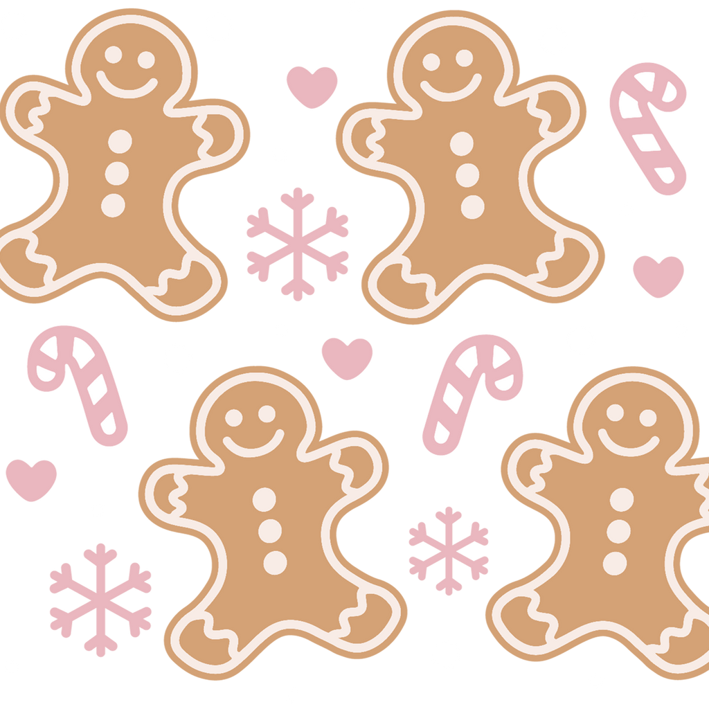 Pink Gingerbread Christmas Glass Cups
