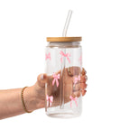 Pink Coquette Bows Glass Cups