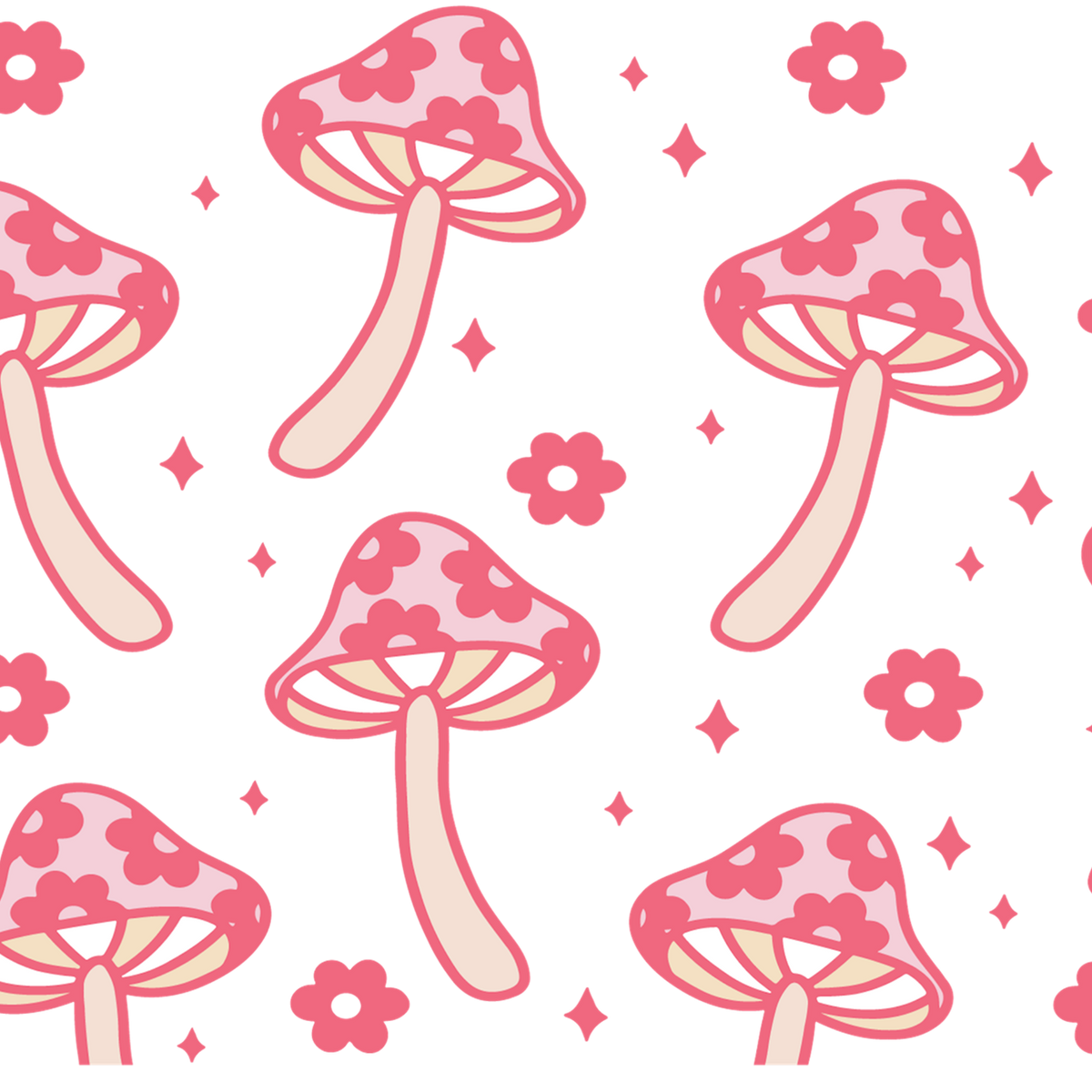 Retro Floral Boho Mushroom Glass Cups