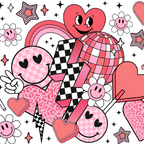 Retro Valentine Smiley Heart Glass Cups