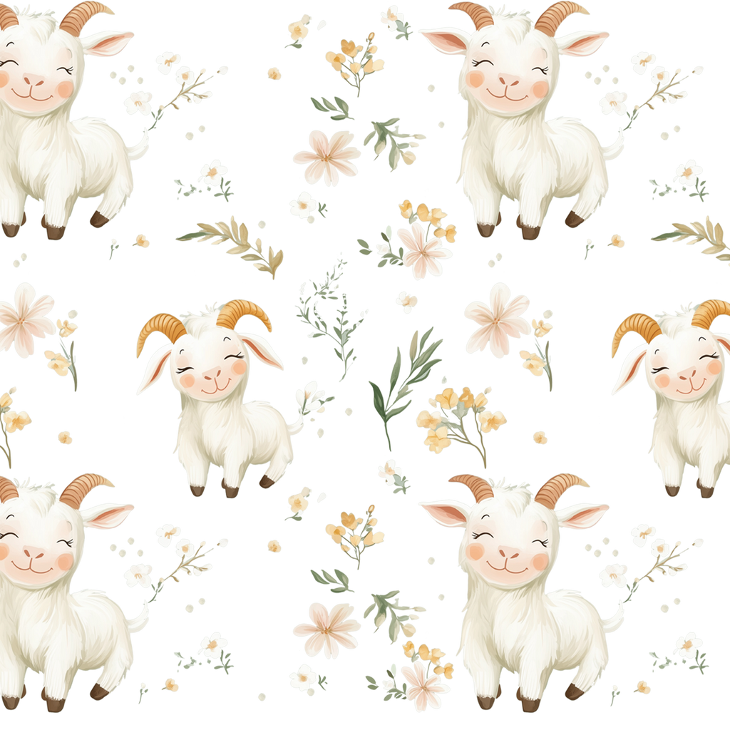 Floral Cute Goats Glass Cups