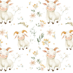 Floral Cute Goats Glass Cups