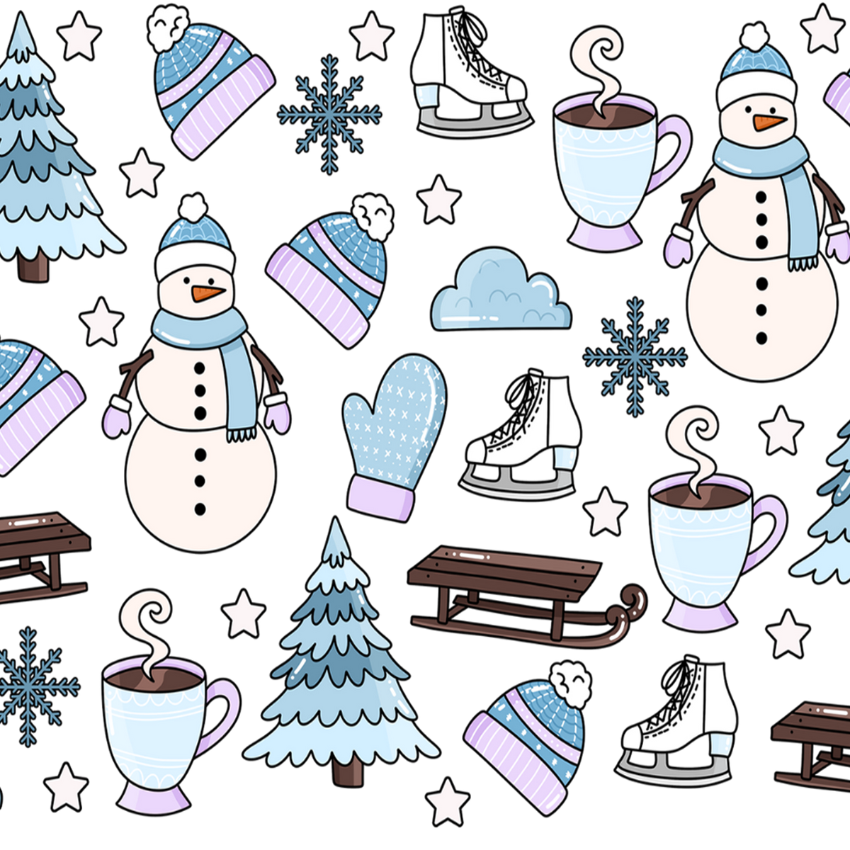 Blue Winter Glass Cups
