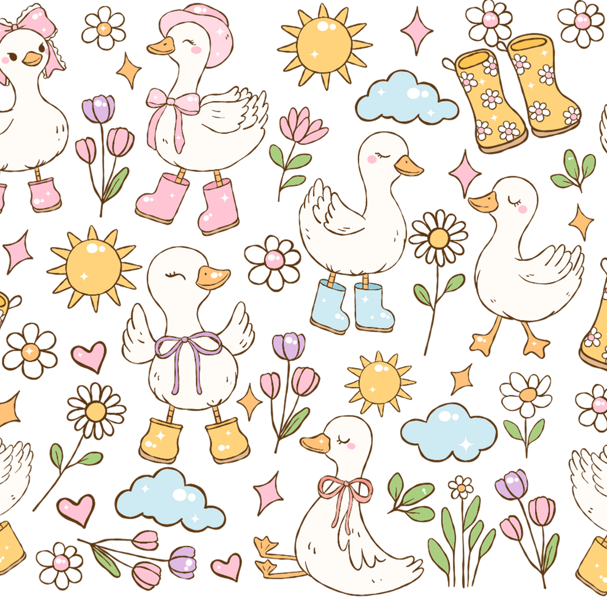 Cutie Cottage-Core Spring Goose Glass Cups