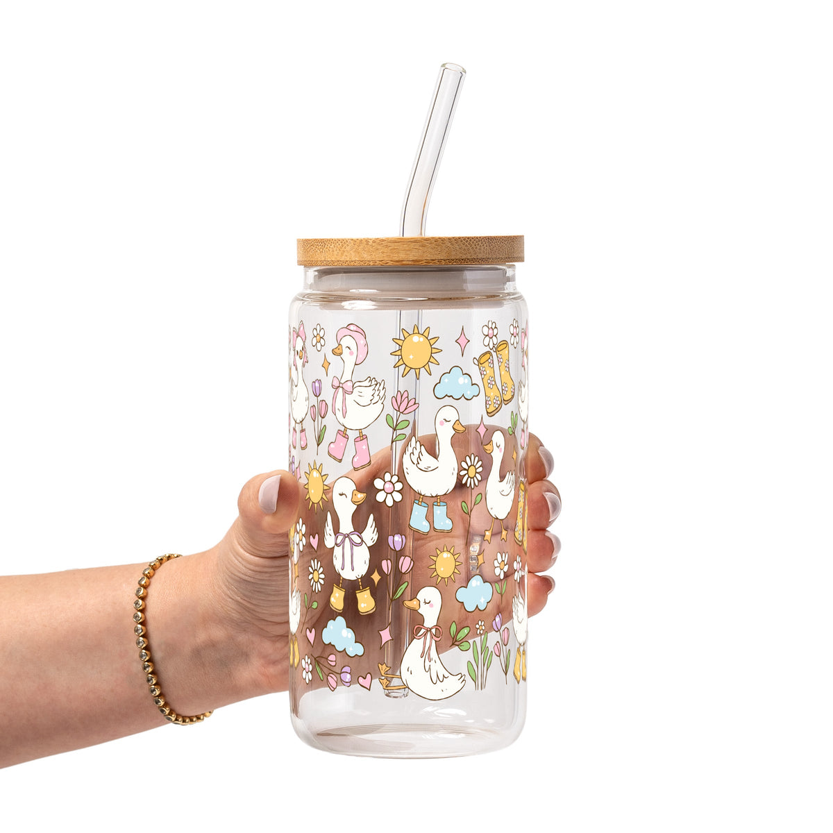 Cutie Cottage-Core Spring Goose Glass Cups