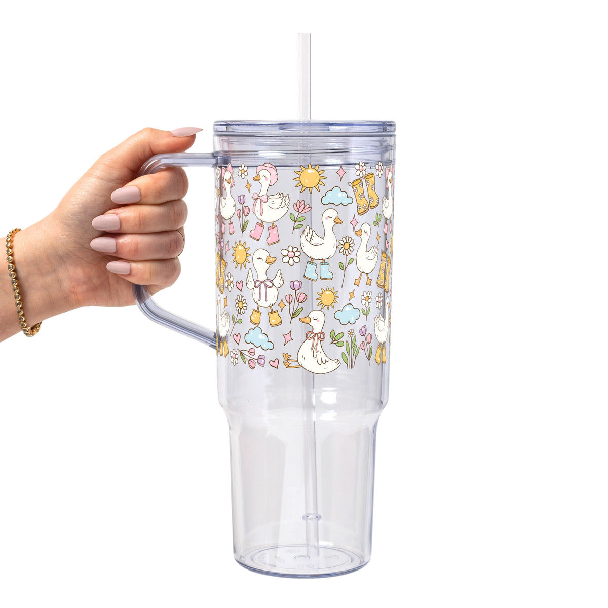 Cutie Cottage-Core Spring Goose Glass Cups