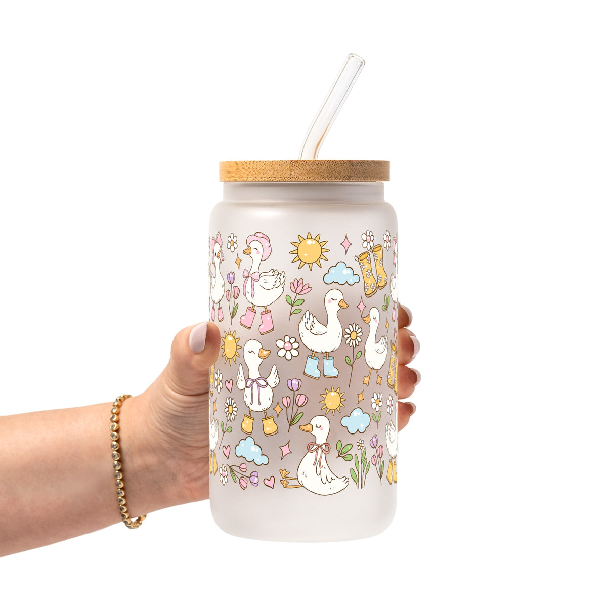 Cutie Cottage-Core Spring Goose Glass Cups