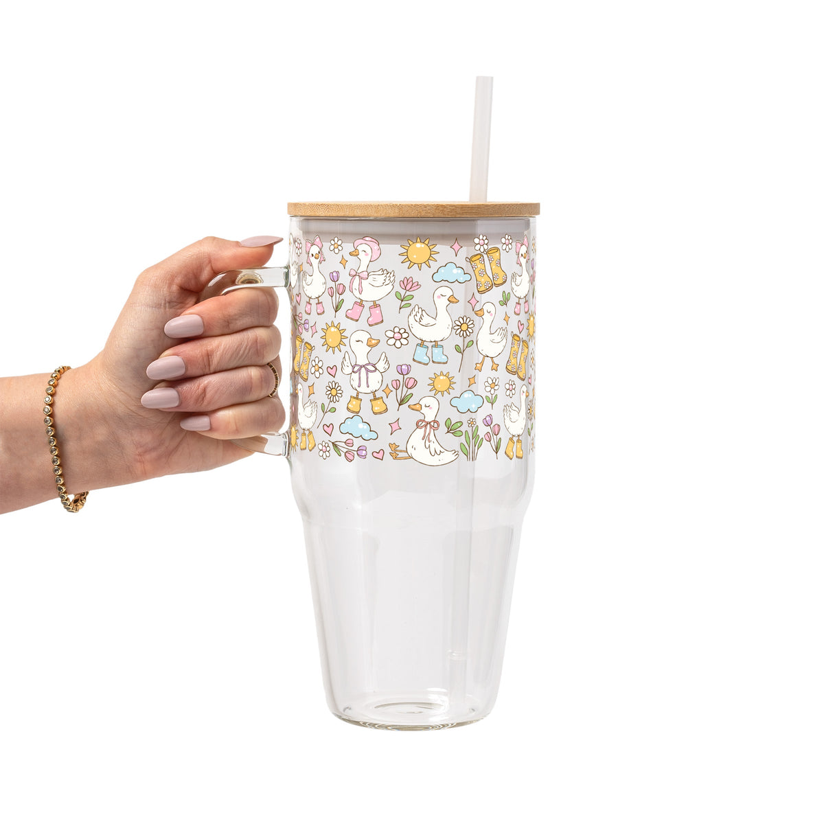 Cutie Cottage-Core Spring Goose Glass Cups