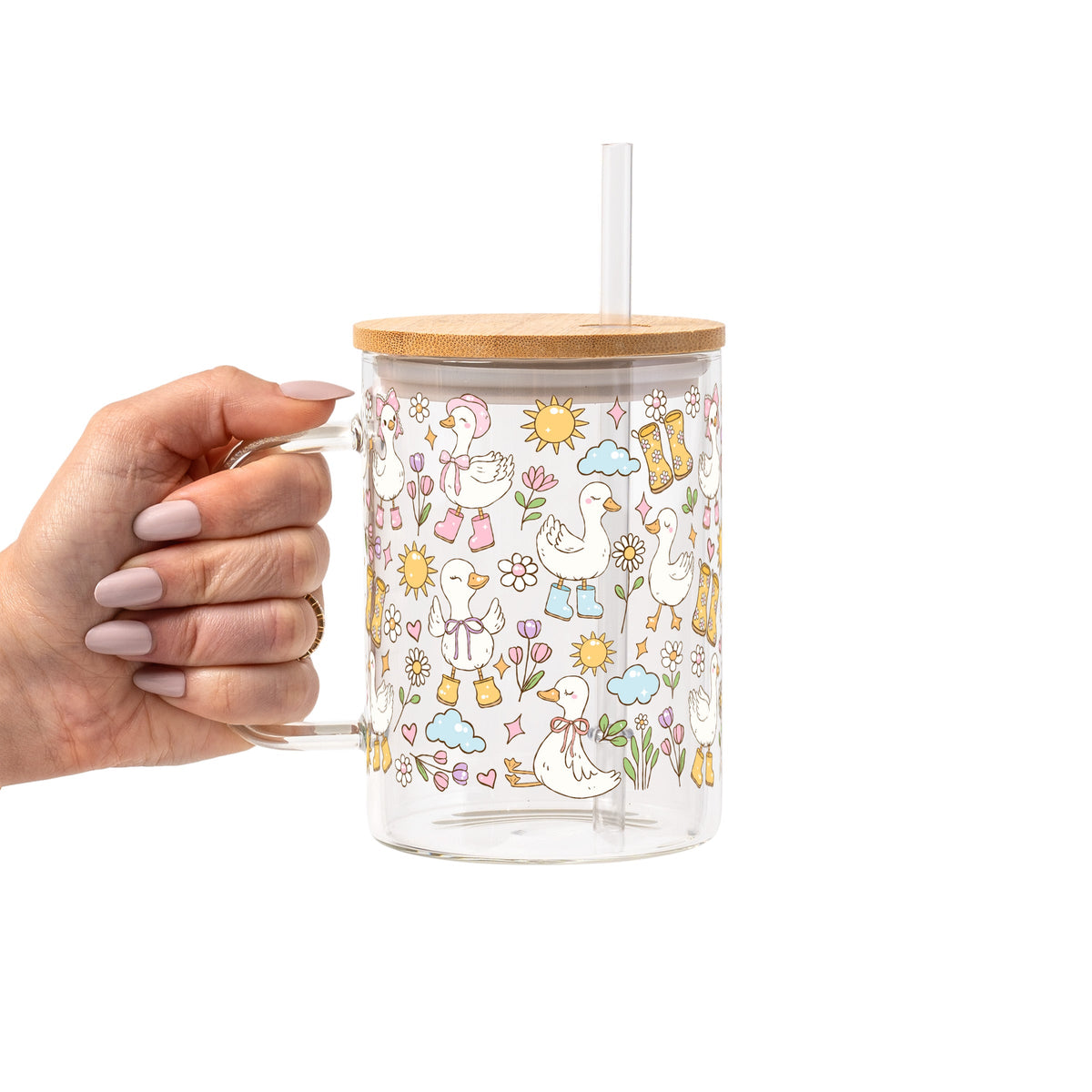 Cutie Cottage-Core Spring Goose Glass Cups