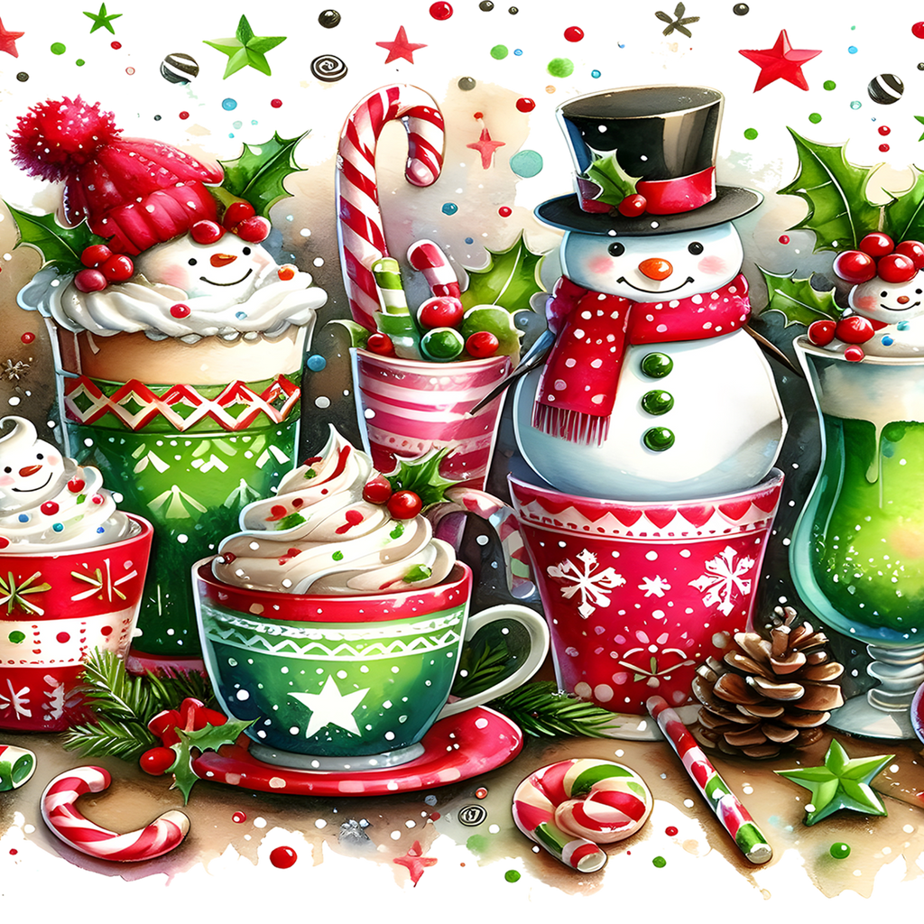 Holiday Snowman Glass Cups