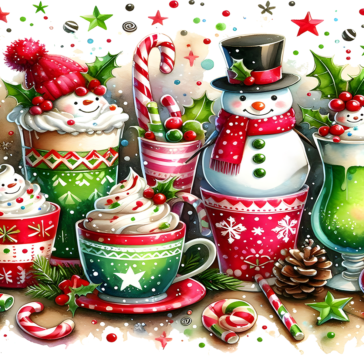 Holiday Snowman Glass Cups