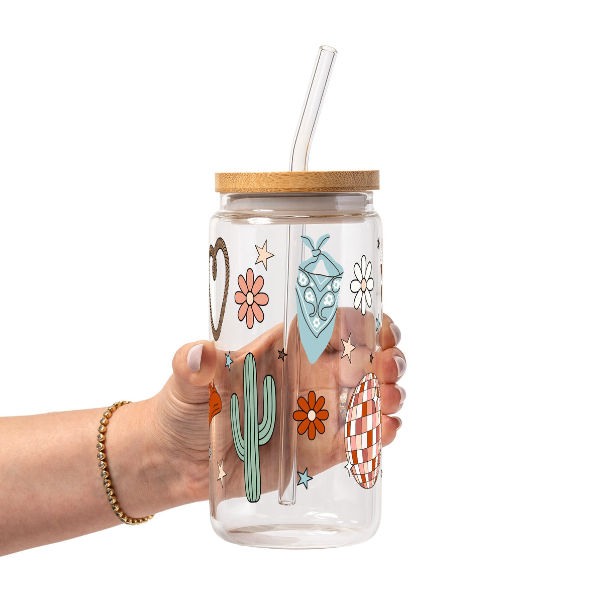 Cute Western Disco Glass Cups