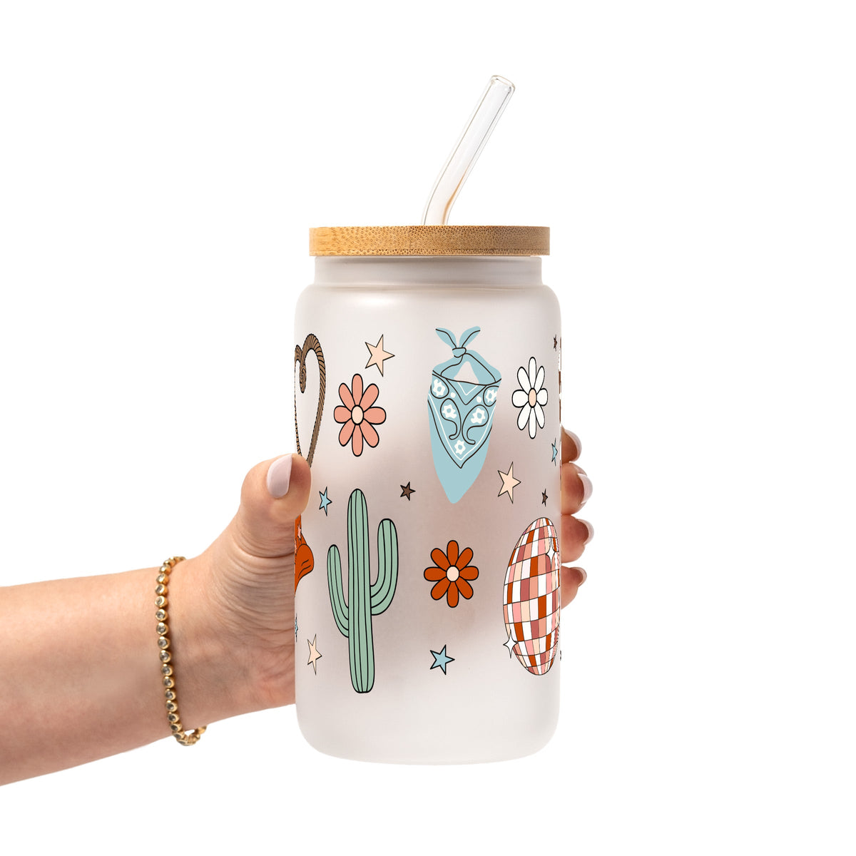 Cute Western Disco Glass Cups