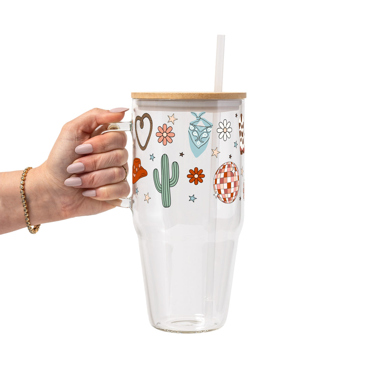 Cute Western Disco Glass Cups