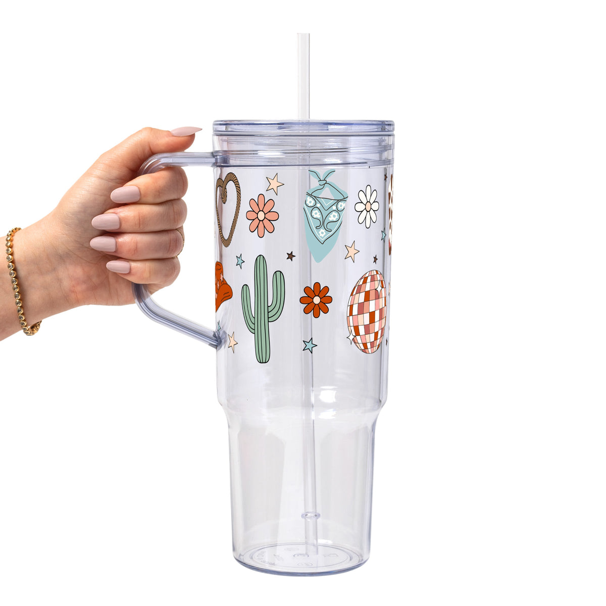 Cute Western Disco Glass Cups
