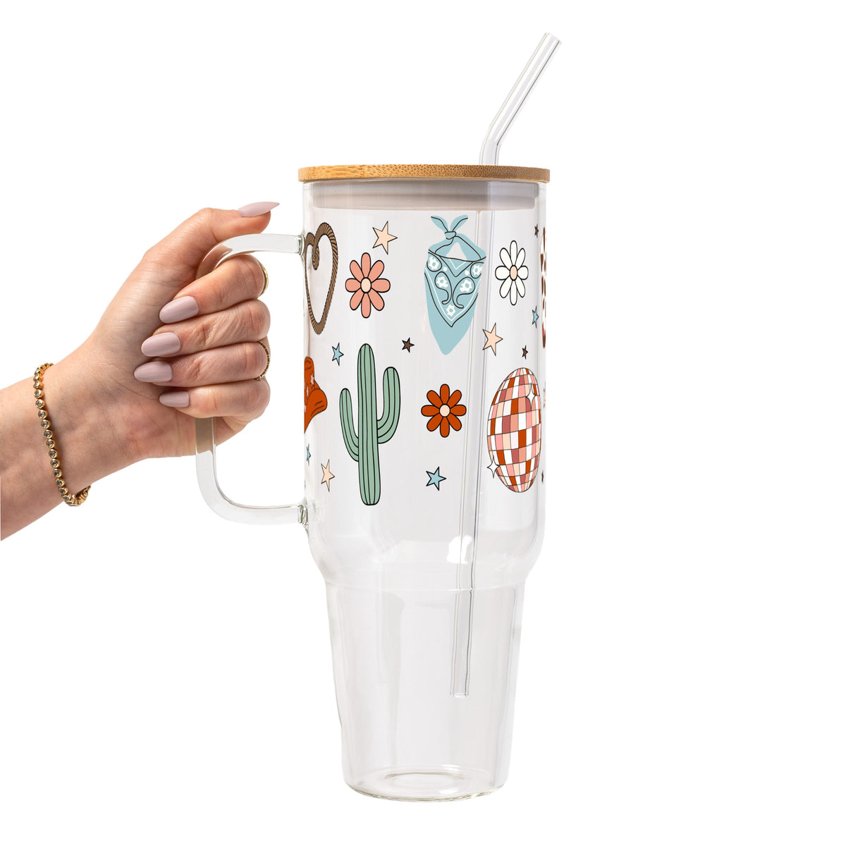 Cute Western Disco Glass Cups