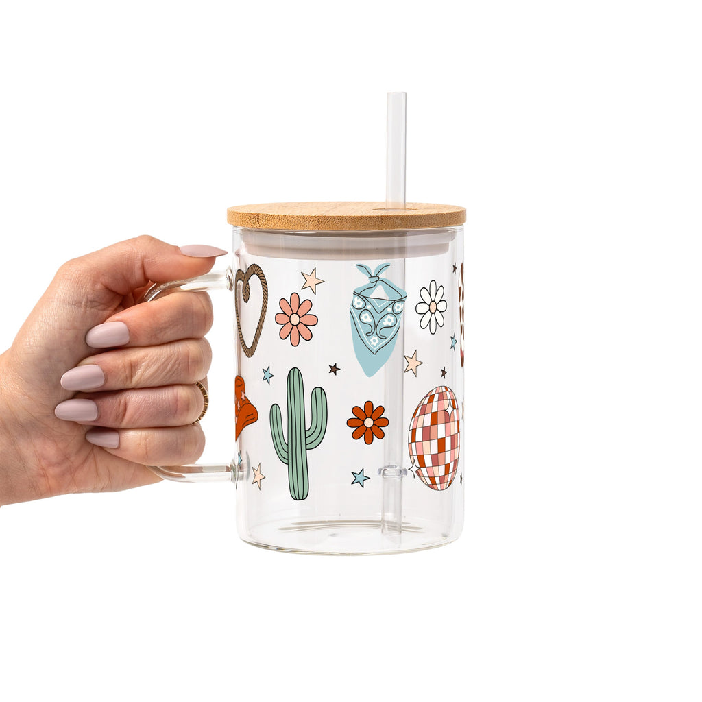 Cute Western Disco Glass Cups