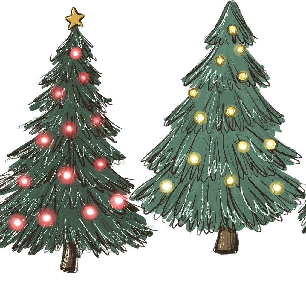 Green Christmas Trees Glass Cups