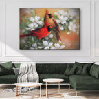 Cardinals on Dogwood Painting Canvas Wall Art