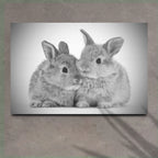 Gray Rabbits Sketch Canvas Wall Art