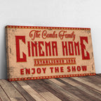 Enjoy The Show Family Cinema Home Sign