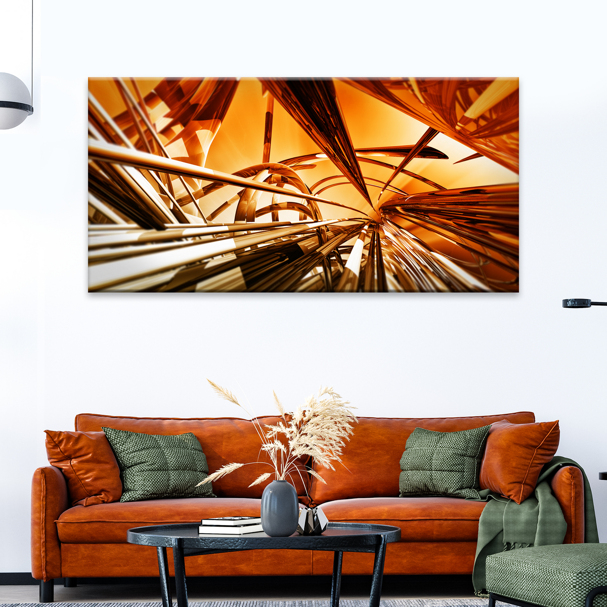Gold Metallic Lines Canvas Wall Art