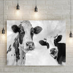 Monochrome Holstein Cows Canvas Wall Art