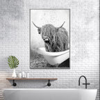 Highland Cattle Bath Canvas Wall Art