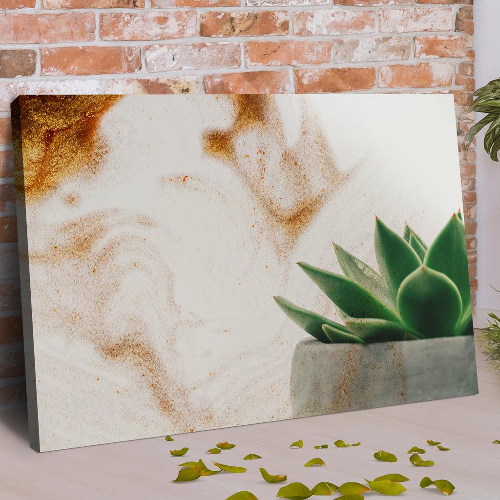 Stone Pot Succulent Plant Canvas Wall Art