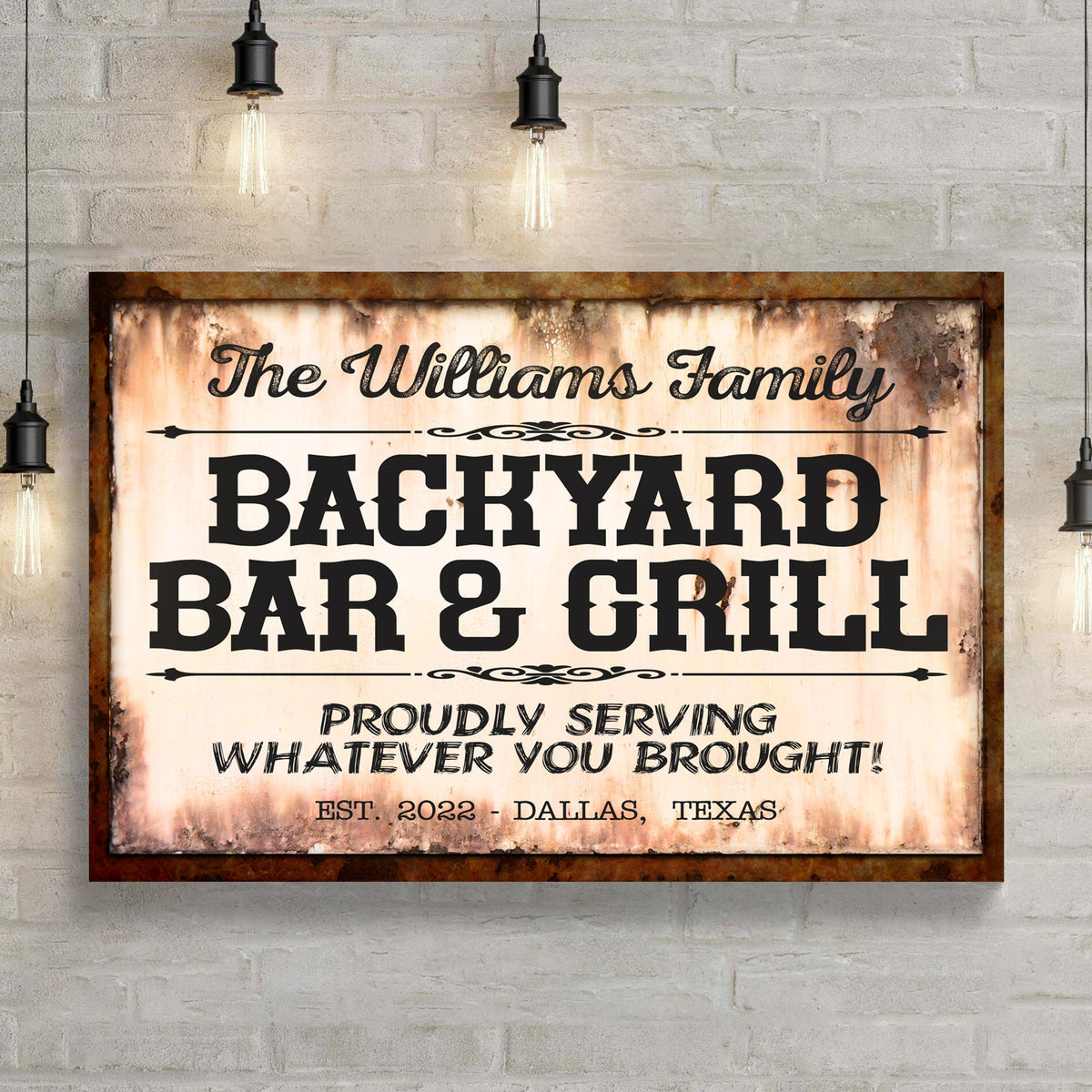 Backyard Bar & Grill Sign X