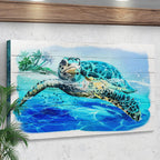 Turtle Oasis Watercolor Canvas Wall Art