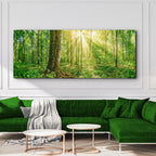 Golden Rays Into The Forest Canvas Wall Art