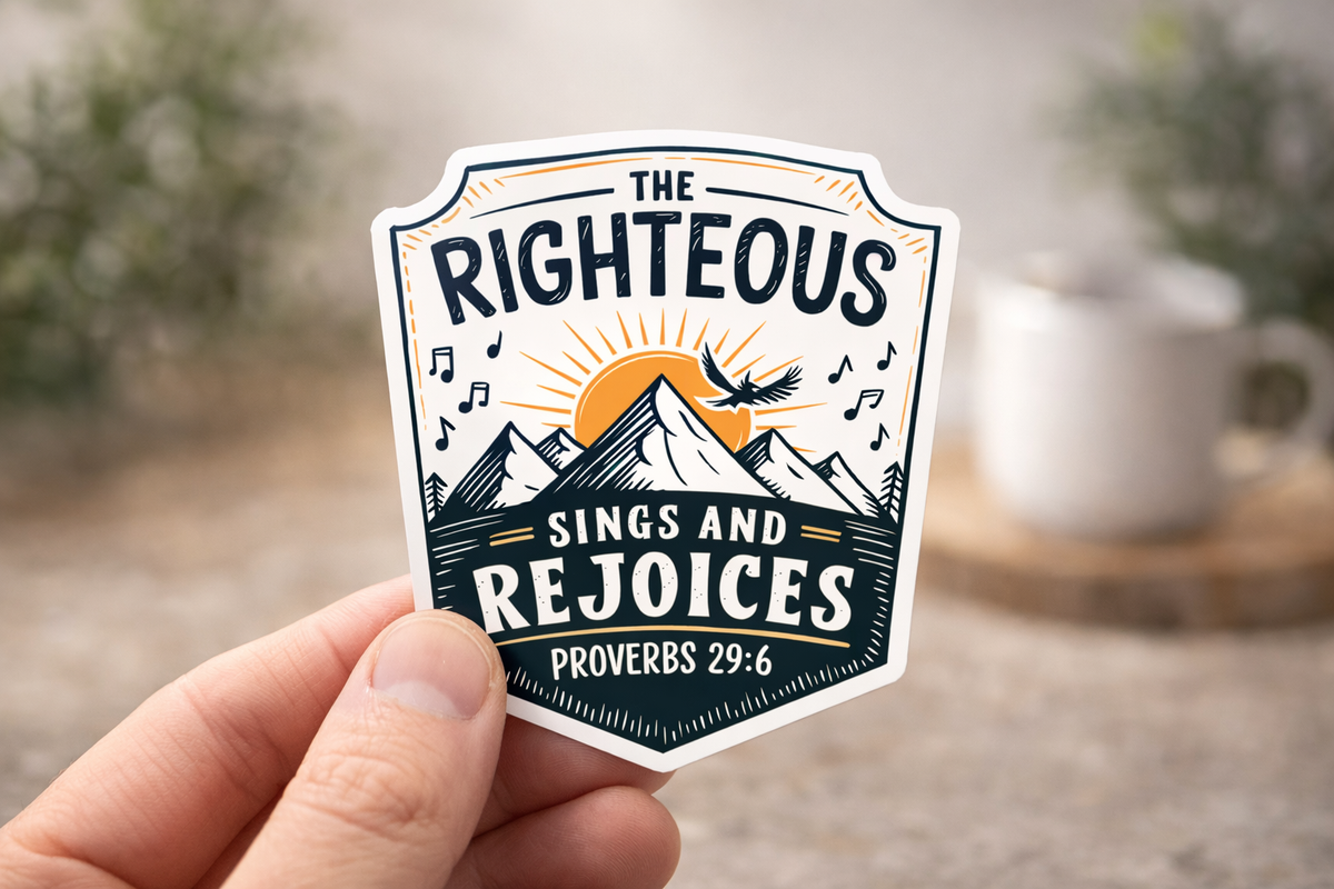 The Righteous Sings and Rejoices" Proverbs 29:6 Bible Christian Sticker