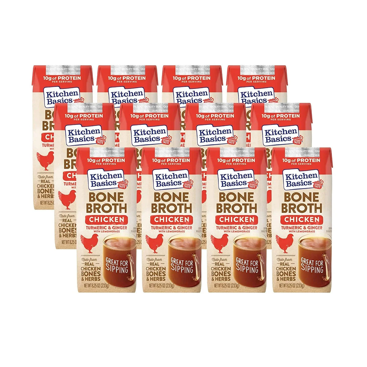 Kitchen Basics Turmeric Ginger Lemongrass Bone Broth, 8.25 fl oz (Case of 12)