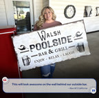 Personalized Poolside Bar And Grill Sign