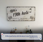 19th Hole Golf Personalized Sign III
