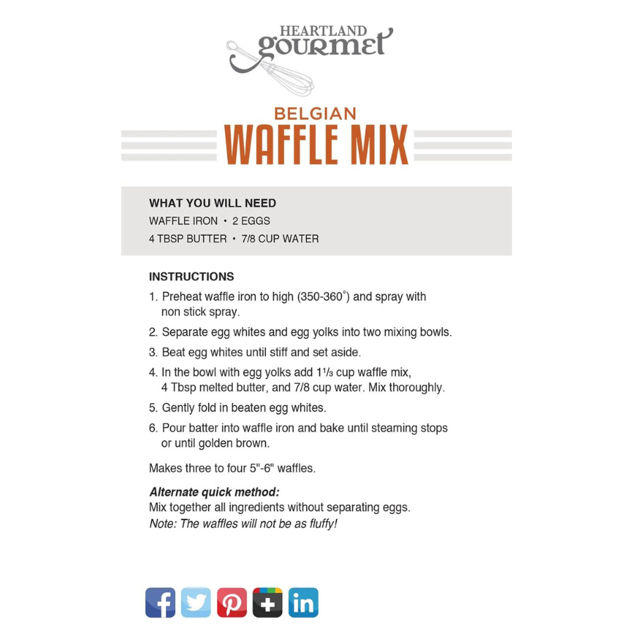 Belgian Waffle Mix | Pack of 6 | 13.1 oz | Heartland Gourmet