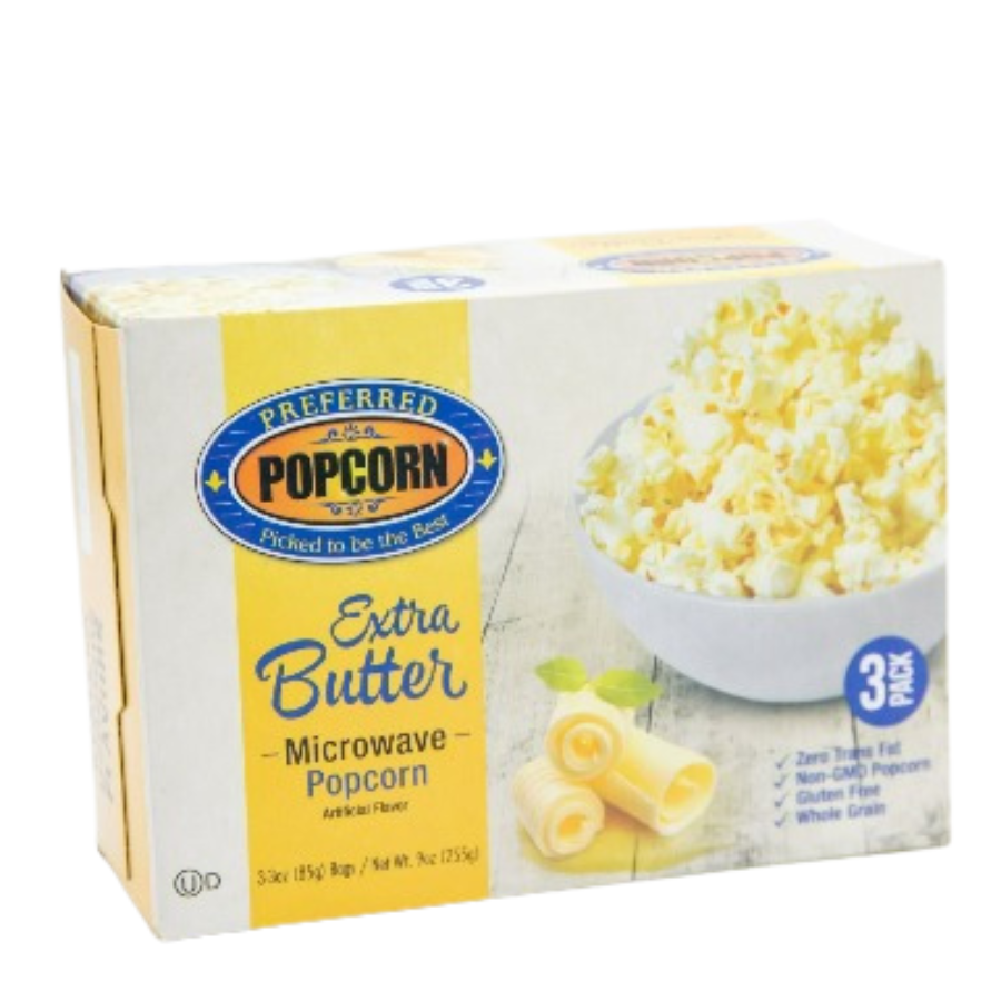 Extra Butter Flavored Microwave Popcorn | Pack of 6 Boxes | Preferred Popcorn