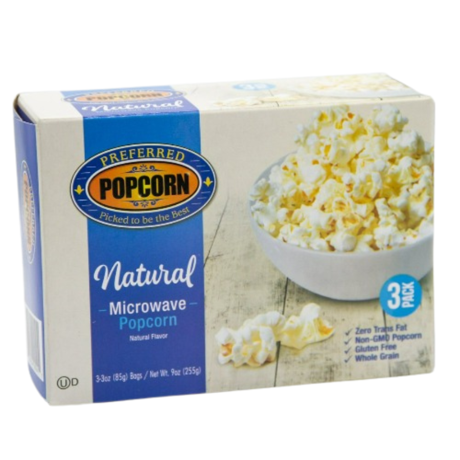 SALE CLOSE DATED | All Natural Flavored Microwave Popcorn | Box of 3 | Preferred Popcorn