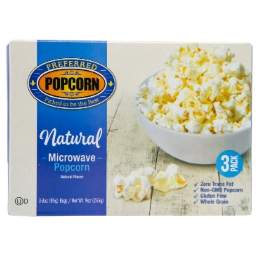 SALE CLOSE DATED | All Natural Flavored Microwave Popcorn | Box of 3 | Preferred Popcorn