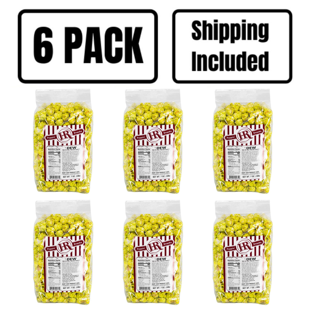 Dew Soda Popcorn | Pack of 6 | 7 oz | Shipping Included | HR Poppin' Snacks