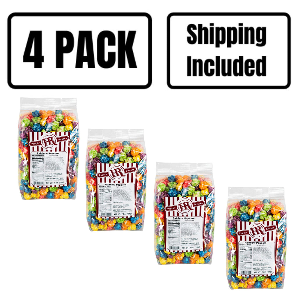Rainbow Popcorn | Pack of 4 | 7 oz | Shipping Included | HR Poppin' Snacks