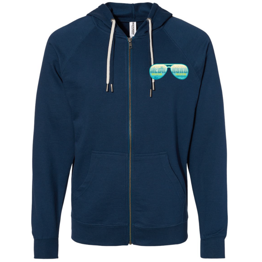 SALE | Nebraska Reflection Collection Zip Up Hoodie | Indigo | Multiple Sizes | Screen Machine