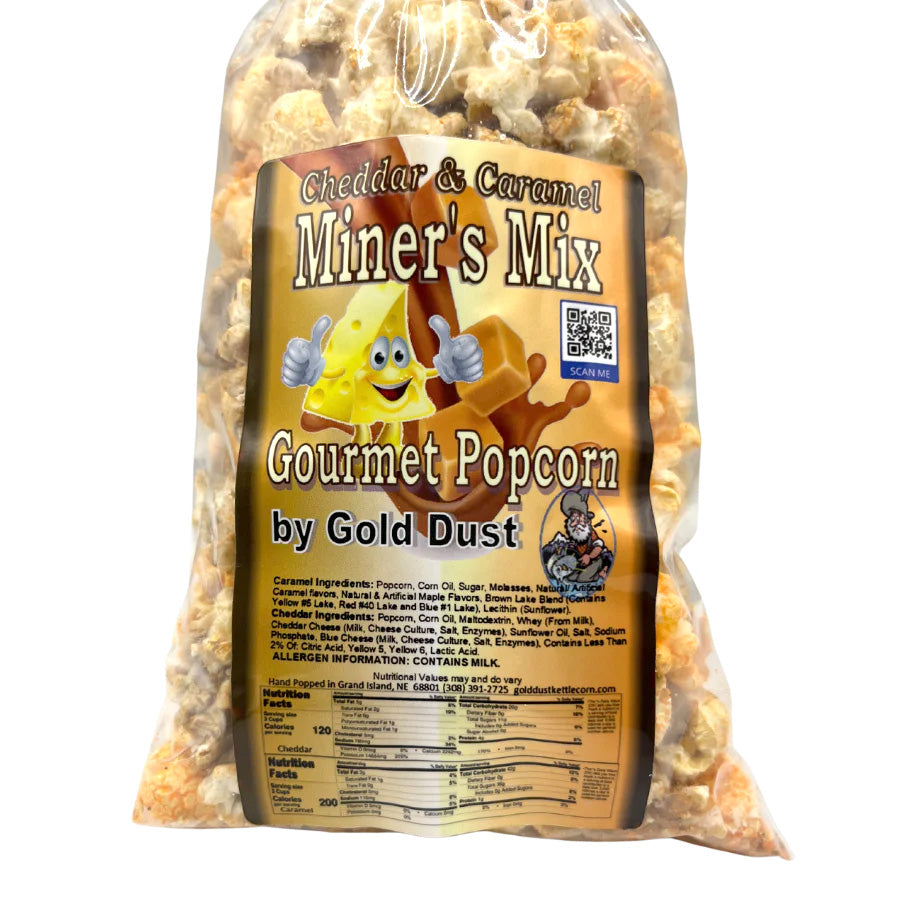 Miner's Mix Caramel & Cheese Popcorn Mix | Pack of 4 | Non-GMO | Shipping Included | Gold Dust Kettle Corn