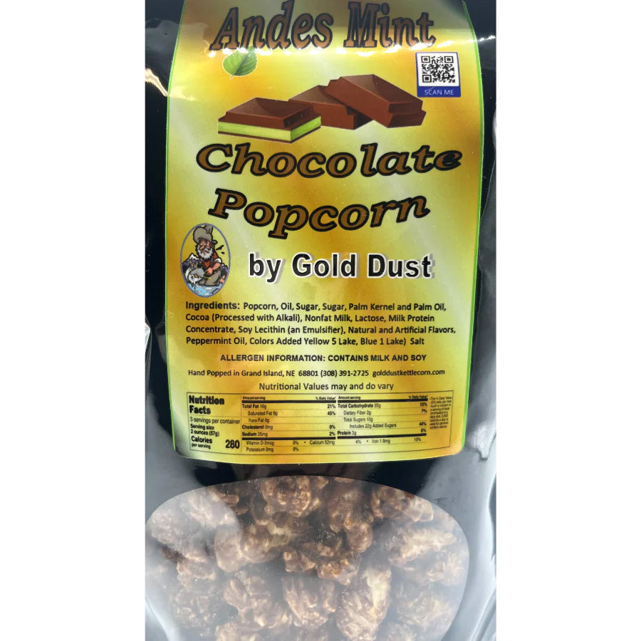 Mint Chocolate Covered Popcorn | 6 oz | Non-GMO | Gold Dust Kettle Corn