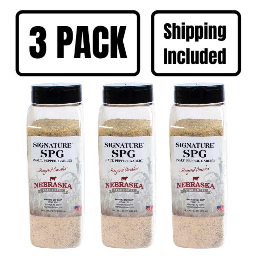 Salt, Pepper, Garlic Seasoning | Pack of 3 | 24 oz | Shipping Included | Nebraska Star Beef