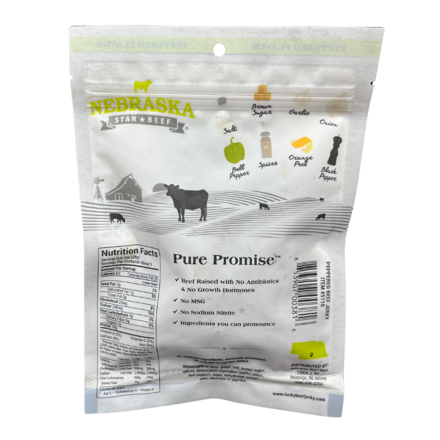 Black Pepper Beef Jerky | Pack of 12 | 3 oz | Nebraska Star Beef