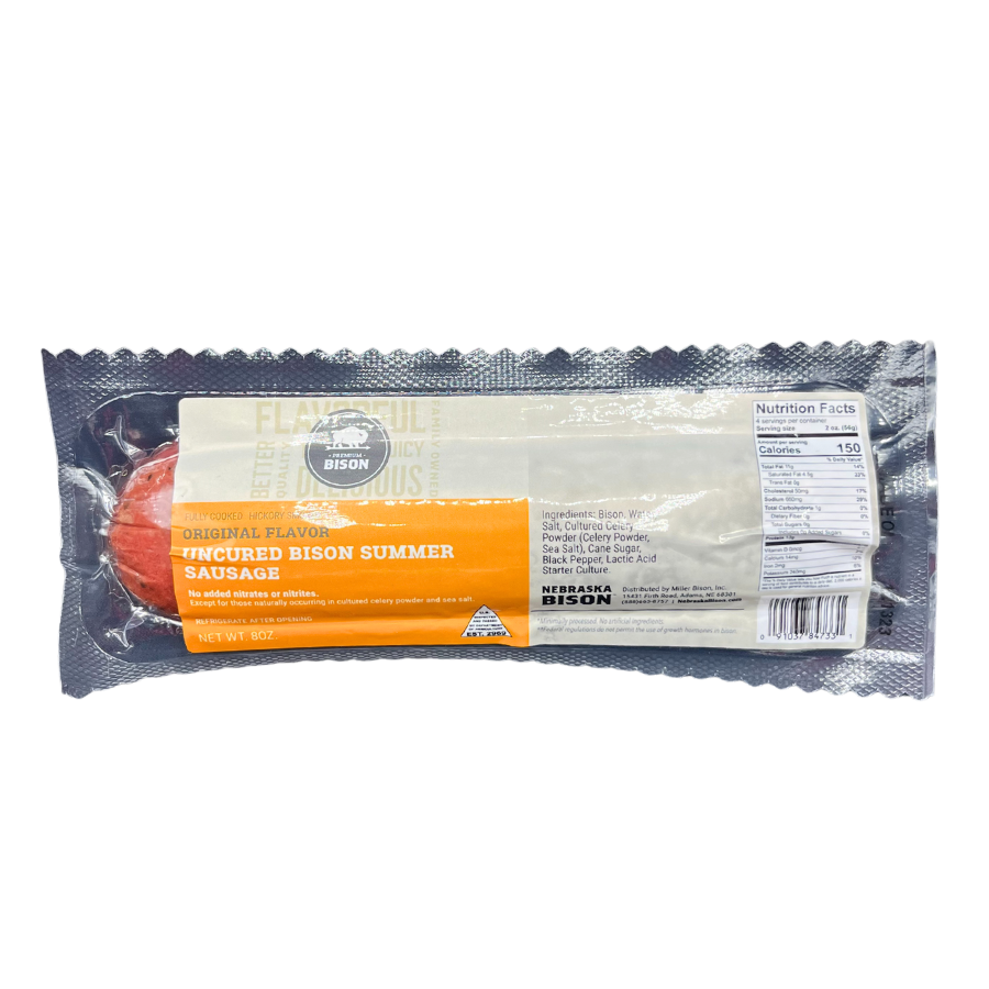 Original Bison Summer Sausage | Pack of 3 | 7-8 oz | Nebraska Bison