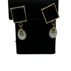 Black Onyx & Pearl Earrings | 14k Gold | .25" x .75" | Jules Jewelbox